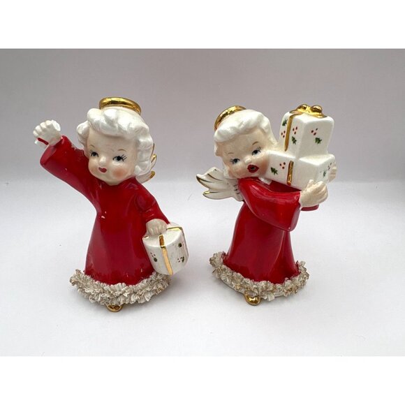 Ardalt Christmas Angel Figurine Set Japan Mid Century Vtg...